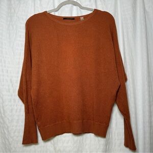 T Tahari Burnt Orange Sweater Size Small Waffle Knit Long Drop Sleeve